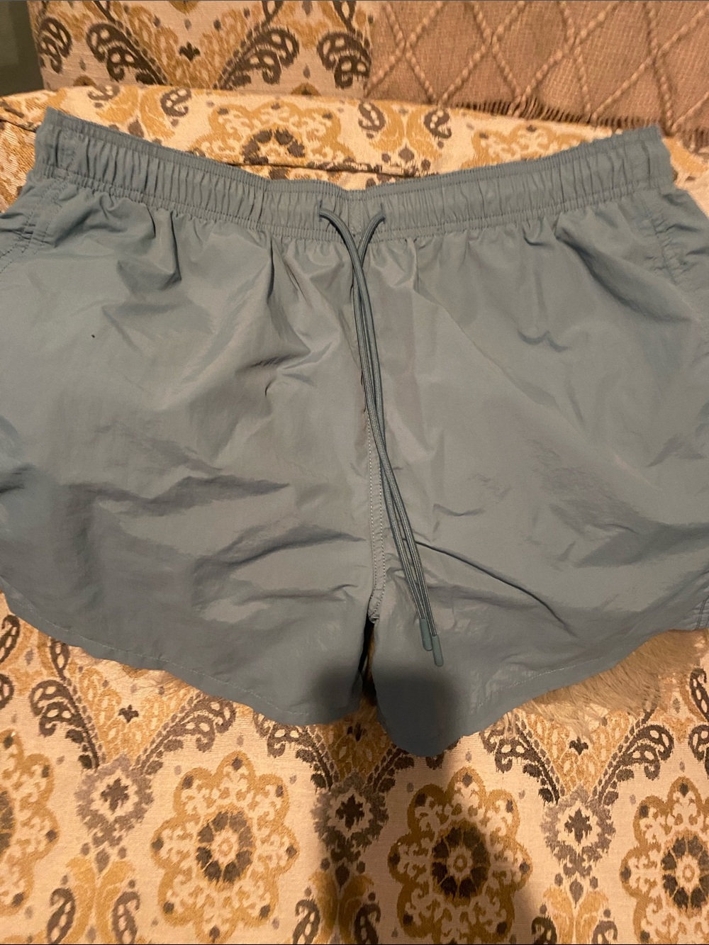 Men's Dusty Blue Athletic Swim Shorts with Elastic Waist